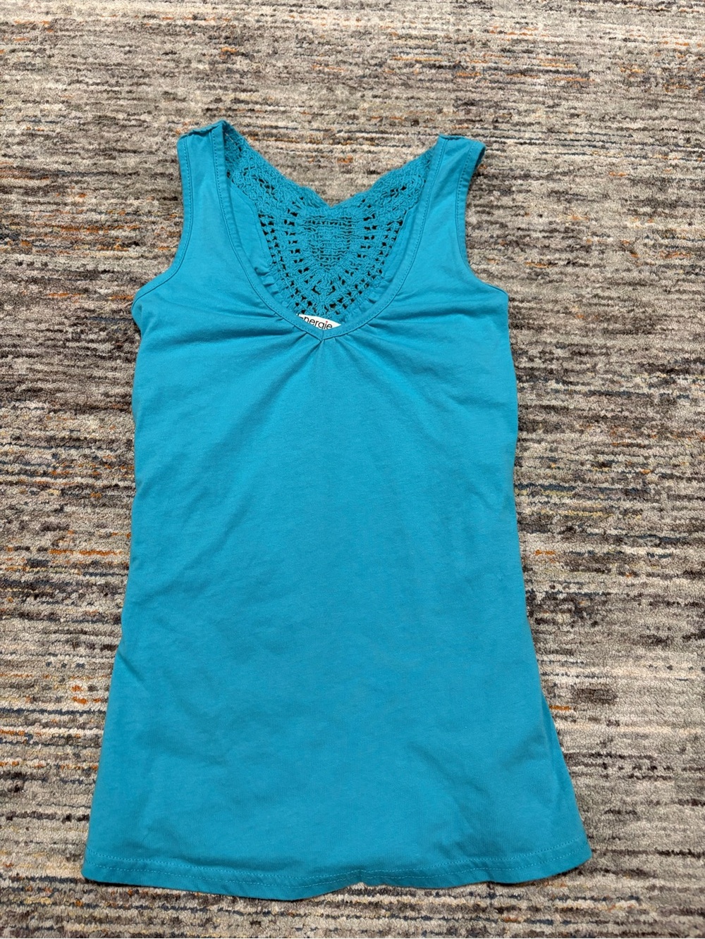 Energie Turquoise Crochet V-Neck Tank